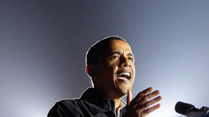 President Barack Obama preaching