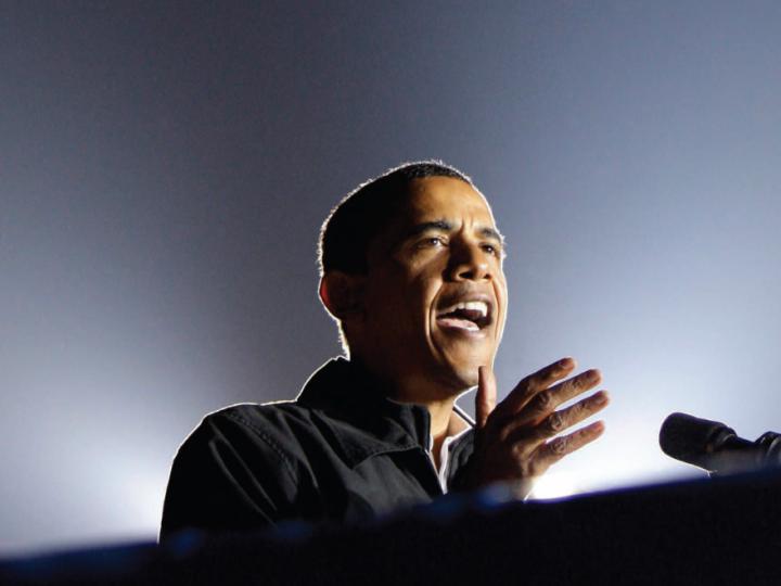 President Barack Obama preaching