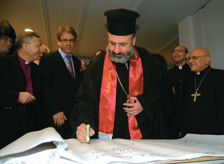 Church leaders signing document