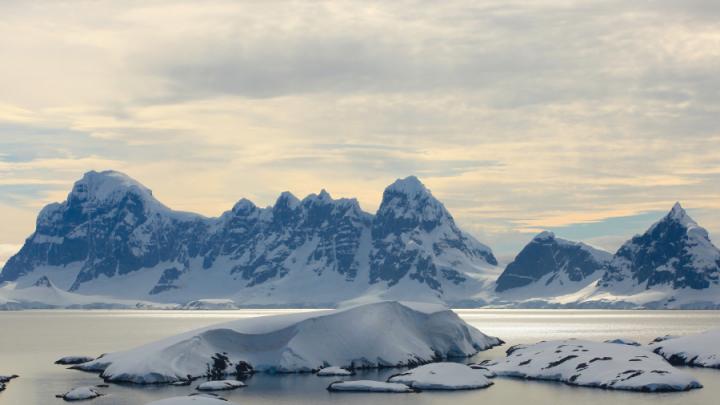 Antarctic landscape with ice and mountain