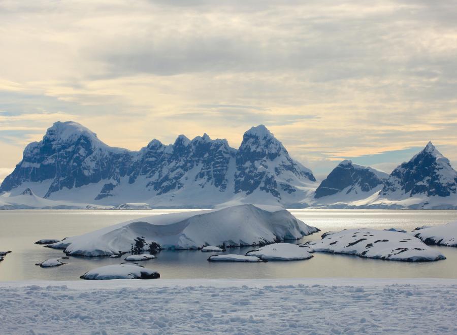 Antarctic landscape with ice and mountain