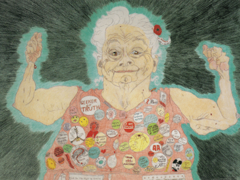 Illustration of older white female social activist