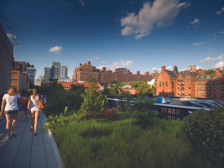 People walking on High Line in New York City