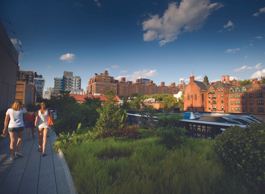 People walking on High Line in New York City