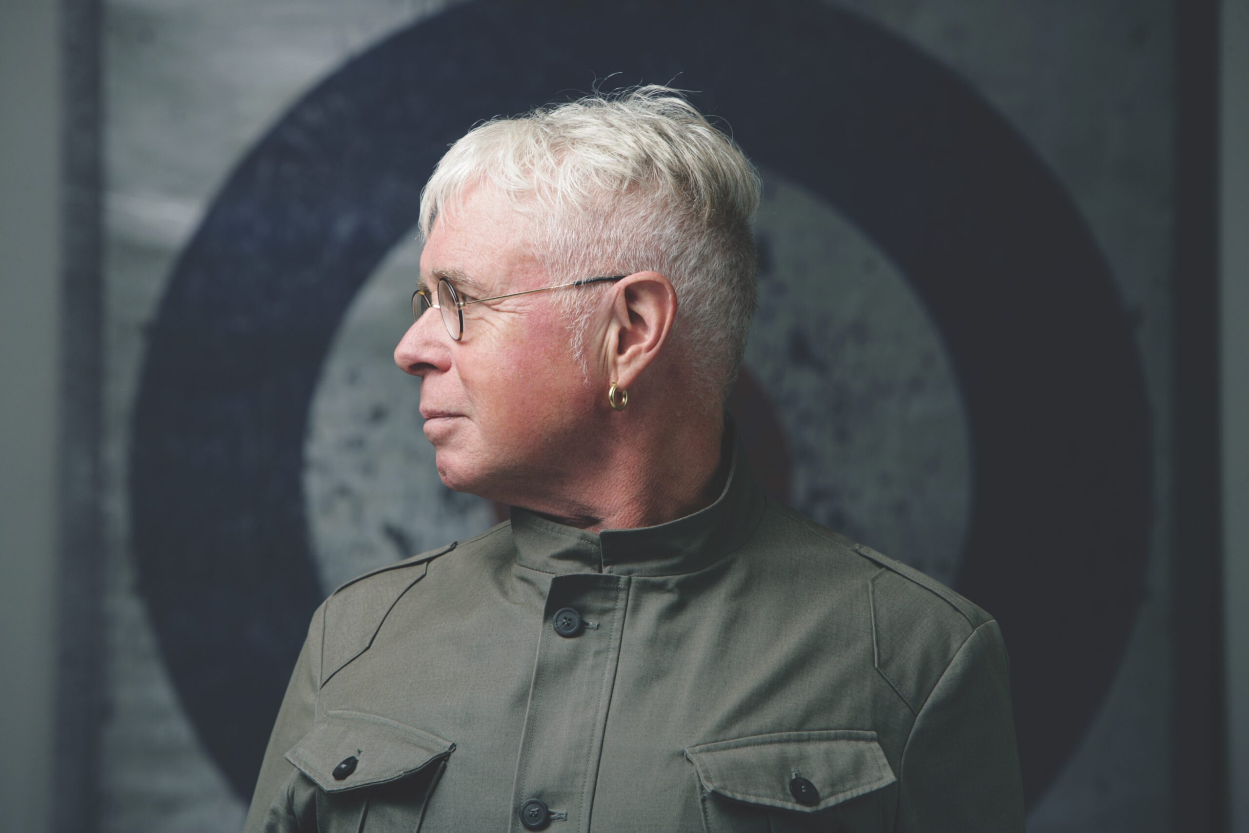 photo of white-haired man in profile
