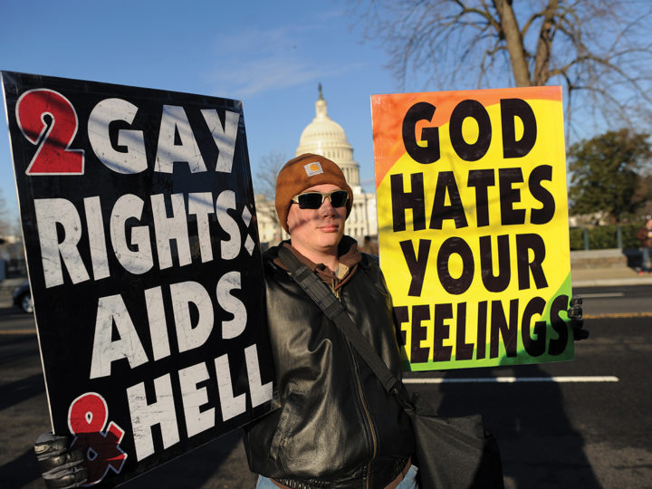 Anti-gay protesters outside the U.S. Supreme Court in Washington, D.C., in 2013. Photo by Jewel Samad/AFP/Getty Images