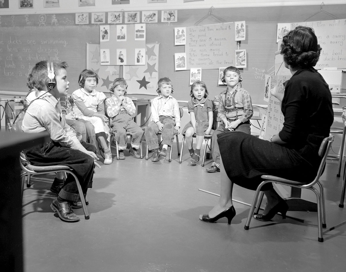 A classroom scene at Vancouver’s Jericho Hill School for blind and deaf students in 1957. Photo courtesy of the Royal BC Museum and Archives