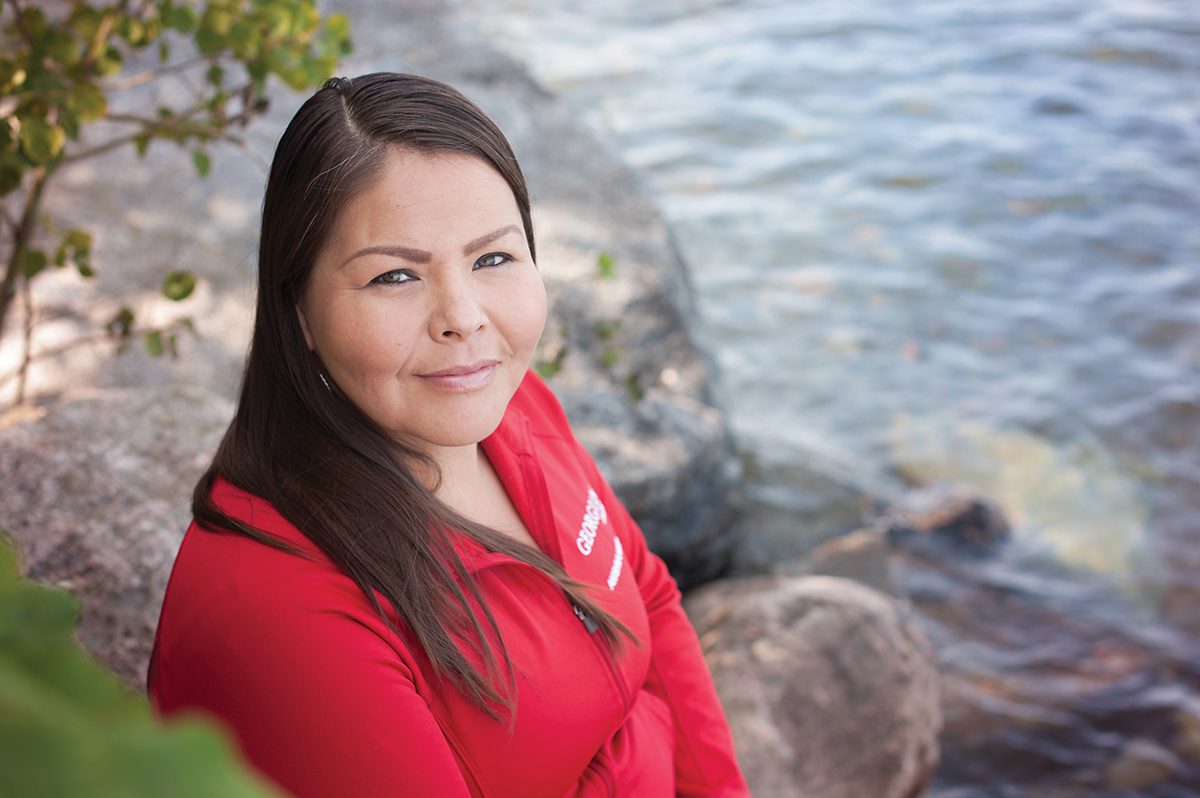 ‘When I spoke Ojibwe at the ceremonies, I felt the Spirit in me. Language was the catalyst that let the healing come through, without a doubt.’ — Vicki Monague, language student and member of the Beausoleil First Nation. (Photo by Kelly Moss)