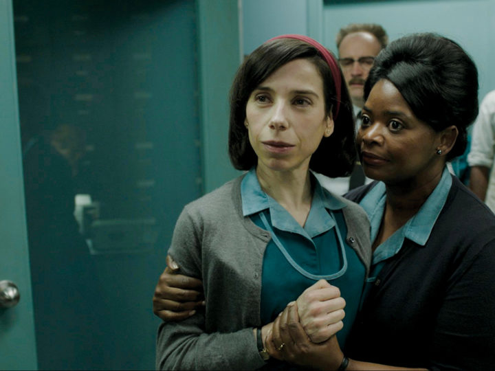 In 'The Shape of Water,' Sally Hawkins (left) plays a non-verbal cleaner at a top-secret research facility. In this scene, she is with her co-worker portrayed by Octavia Spencer. Photo courtesy of Fox Searchlight © 2017 Twentieth Century Fox Film Corporation