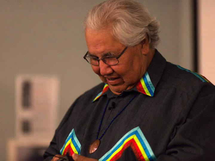 Senator Murray Sinclair, who led the Truth and Reconciliation Commission (TRC), gives the keynote address at the 2015 Shingwauk Gathering. Photo by Archkris/Wikimedia Commons