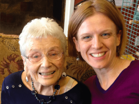Jocelyn Bell (right) and her beloved “nanny,” Hazel South, in 2016.
