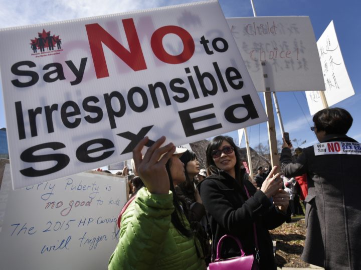 Protesters march against Ontario’s sex-ed curriculum in April 2015. Photo: Fred Lum/The Globe and Mail/The Canadian Press