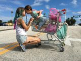 Bria Vinaite (left) and Brooklynn Prince in a scene from The Florida Project. Photo by Marc Schmidt