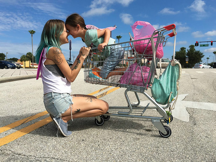 Bria Vinaite (left) and Brooklynn Prince in a scene from The Florida Project. Photo by Marc Schmidt