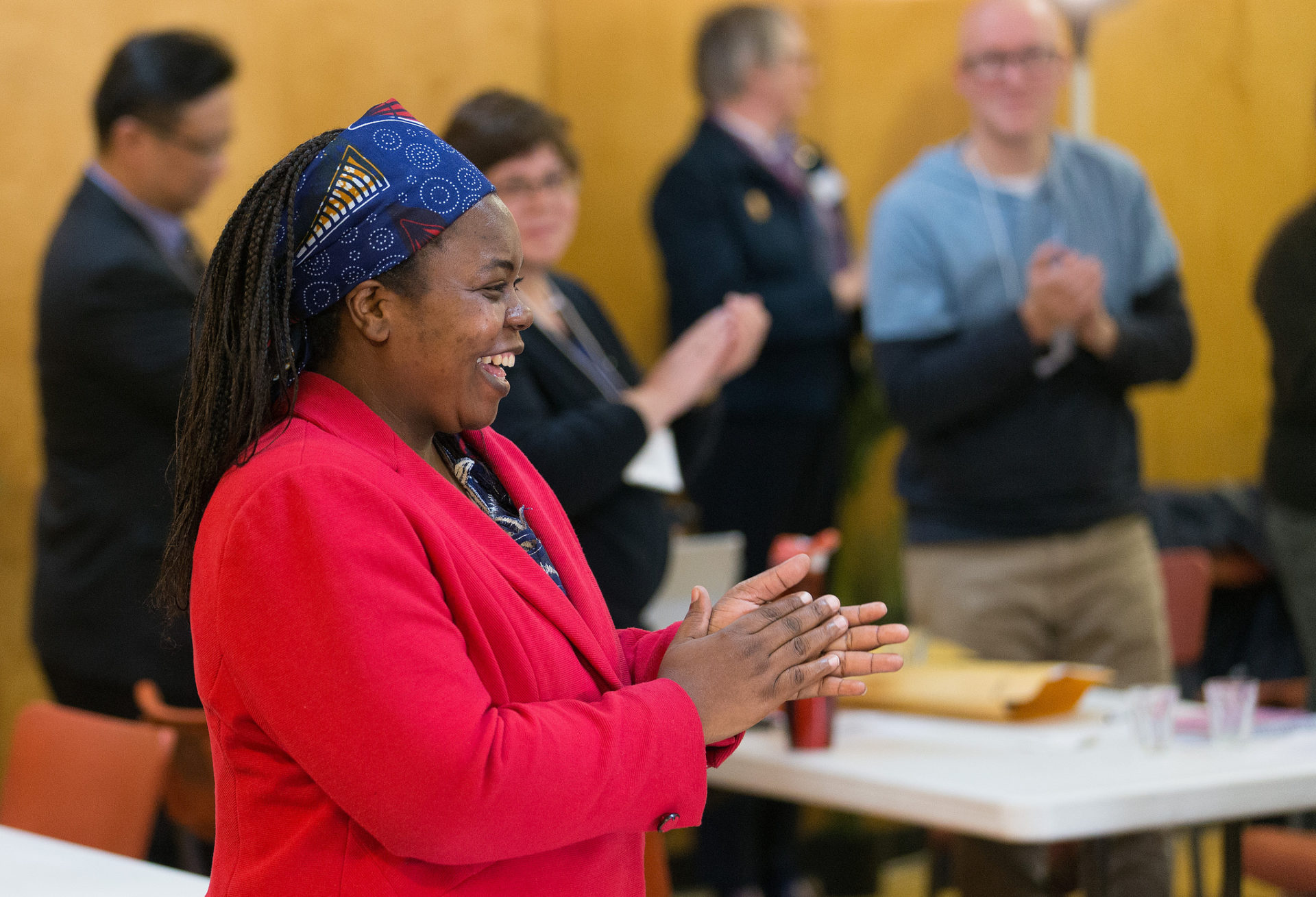 Rev. Tazvionepi Nyarota applauds a decision by Edmonton Presbytery in 2016 to support the Zimbabwe United Methodist Church of Canada as a mission of the United Church. (Photo credit: Mike DuBose/UMNS)