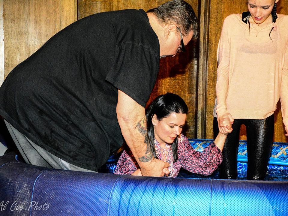 The author is baptized at Central United in Calgary. (Photo courtesy of Al Coe)