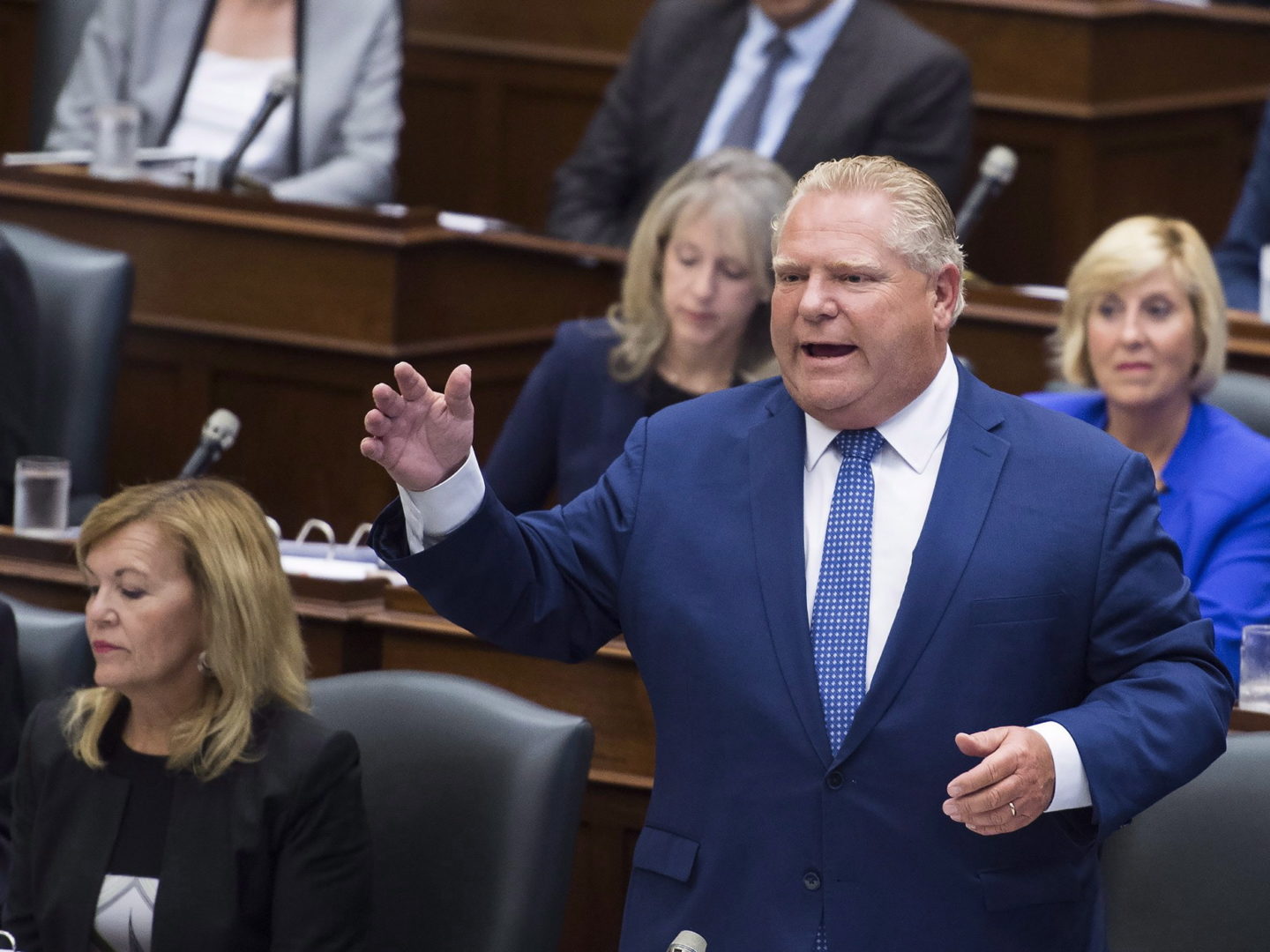 Ontario Premier Doug Ford speaks in question period in side the legislature at Queen's Park in Toronto on Monday, Sept. 17, 2018. (source: THE CANADIAN PRESS/Nathan Denette)