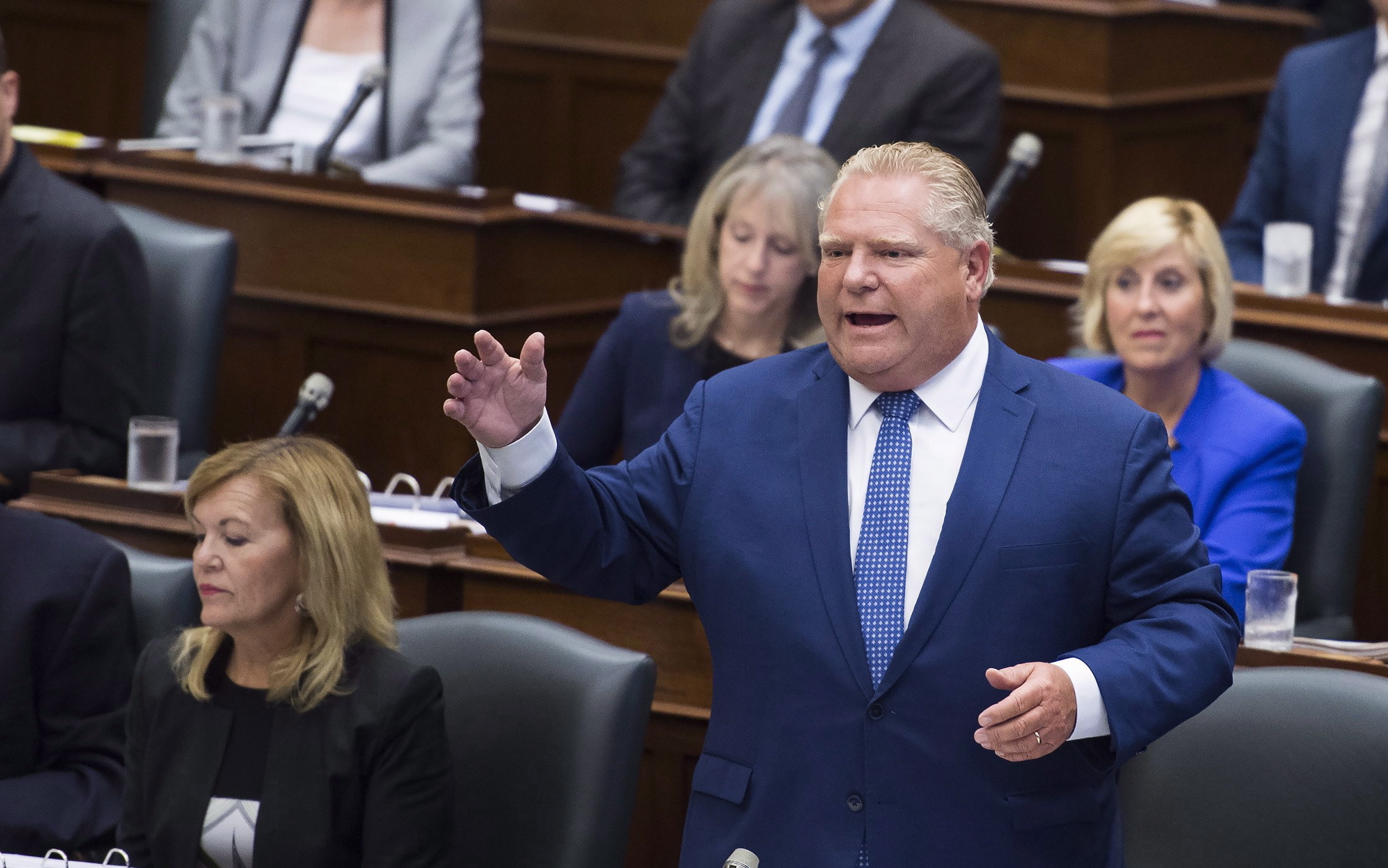 Ontario Premier Doug Ford speaks in question period in side the legislature at Queen's Park in Toronto on Monday, Sept. 17, 2018. (source: THE CANADIAN PRESS/Nathan Denette)
