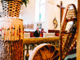 The Christian and Indigenous heritage of the Wendat people find equal expression at l'Église Notre-Dame-de-Lorette in Wendake, Que. (Photo by Renaud Philippe)