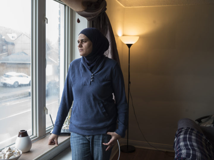 Mayson Al Misri at her new apartment in Hamilton, Ont. (Photo: Peter Bregg)