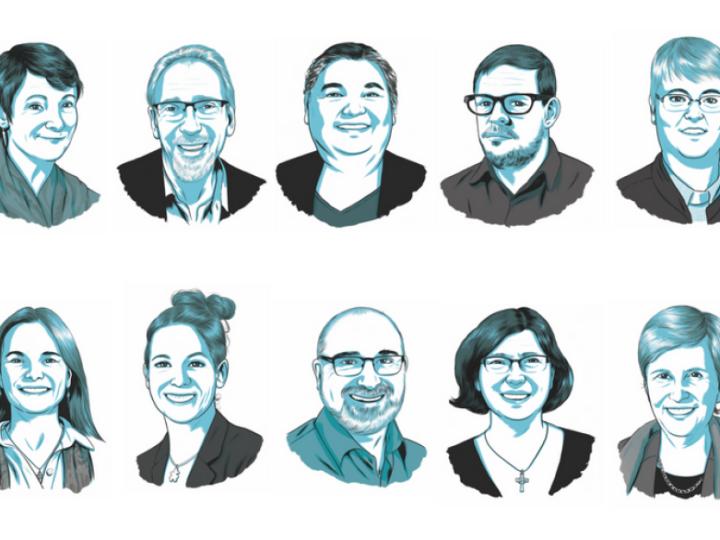The 2018 nominees for moderator of the United Church of Canada. (Illustrations: Joel Kimmel)