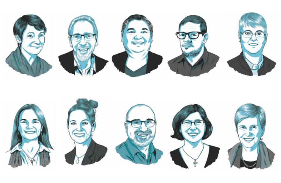 The 2018 nominees for moderator of the United Church of Canada. (Illustrations: Joel Kimmel)