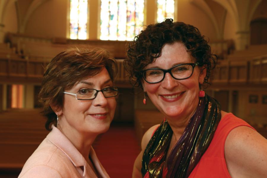 Gretta Vosper, minister of West Hill United in Toronto (left), and Connie denBok, minister of Alderwood United in Toronto. Photo by Hugh Wesley