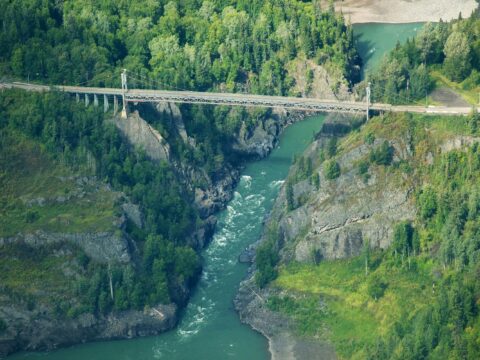The Hagwilget Canyon Bridge over the Bulkley River in Gitxsan territory, B.C. Several Aboriginal youth have attempted or committed suicide at the bridge. Photo by Sam Beebe/Flickr/Creative Commons