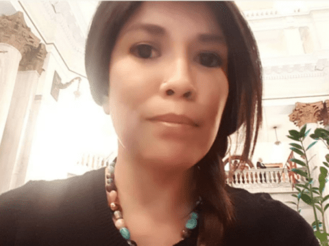 Freda Ballantyne at the Alberta Legislature on the day of The Sixties Scoop apology.