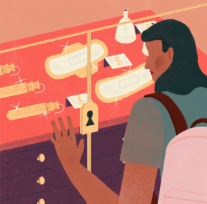 One-third of Canadian women under 25 have struggled to afford menstrual products for themselves or their dependents. (Illustration by Jeannie Phan)