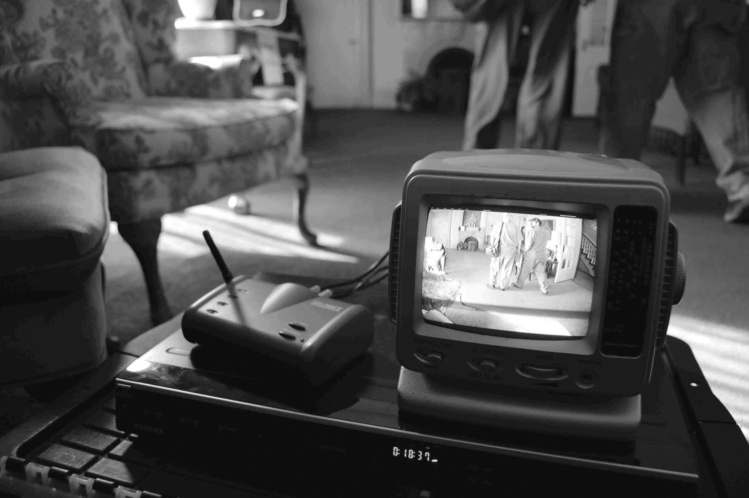 One of two cameras set up to run all night. It records both video and audio, which paranormal researchers will review in the days following their investigation. Photo by Elena Gritzan
