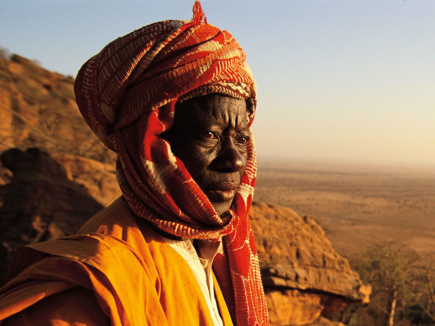 A Dogon elder from the cliffs of the Bandiagara escarpment in Mali. Photo by Wade Davis