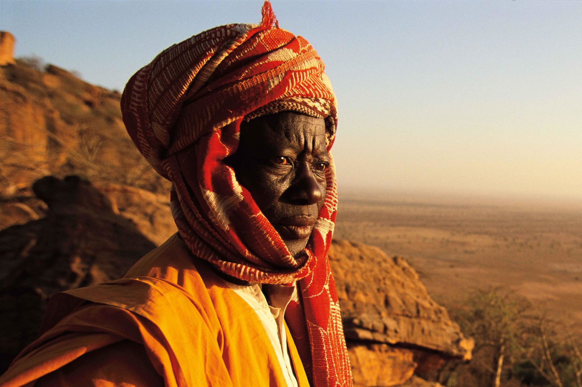 A Dogon elder from the cliffs of the Bandiagara escarpment in Mali. Photo by Wade Davis