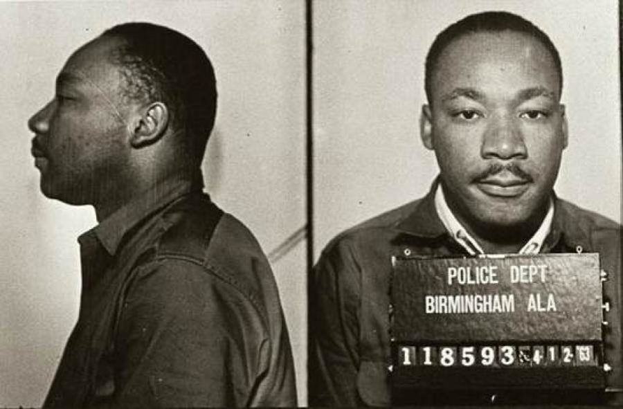 Martin Luther King Jr.'s mugshot after he was arrested in 1963 in Birmingham for protesting racial segregation. (Credit: Birmingham Police Department)