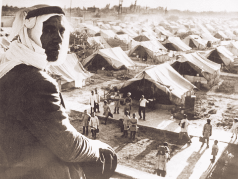 A Palestinian refugee camp in Damascus, Syria, in 1948.