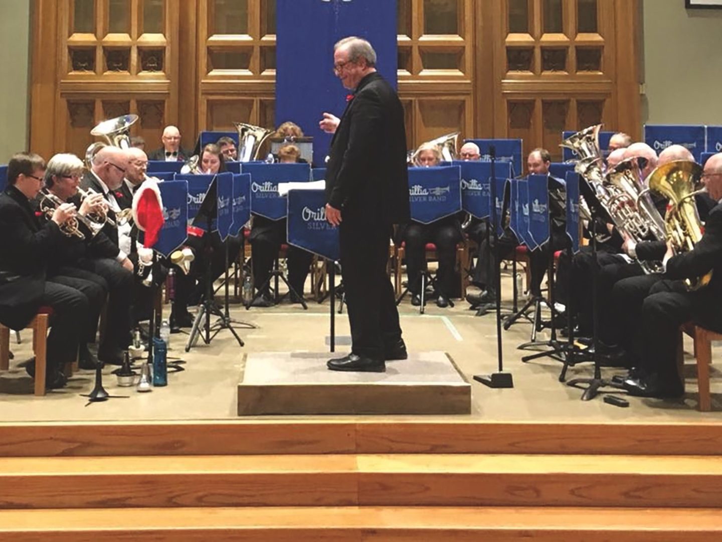 The Orillia Silver Band on stage at St. Paul’s United in December 2017. (Photo courtesy St. Paul's United)