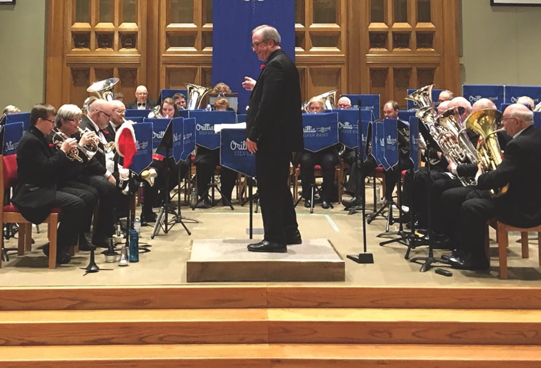 The Orillia Silver Band on stage at St. Paul’s United in December 2017. (Photo courtesy St. Paul's United)