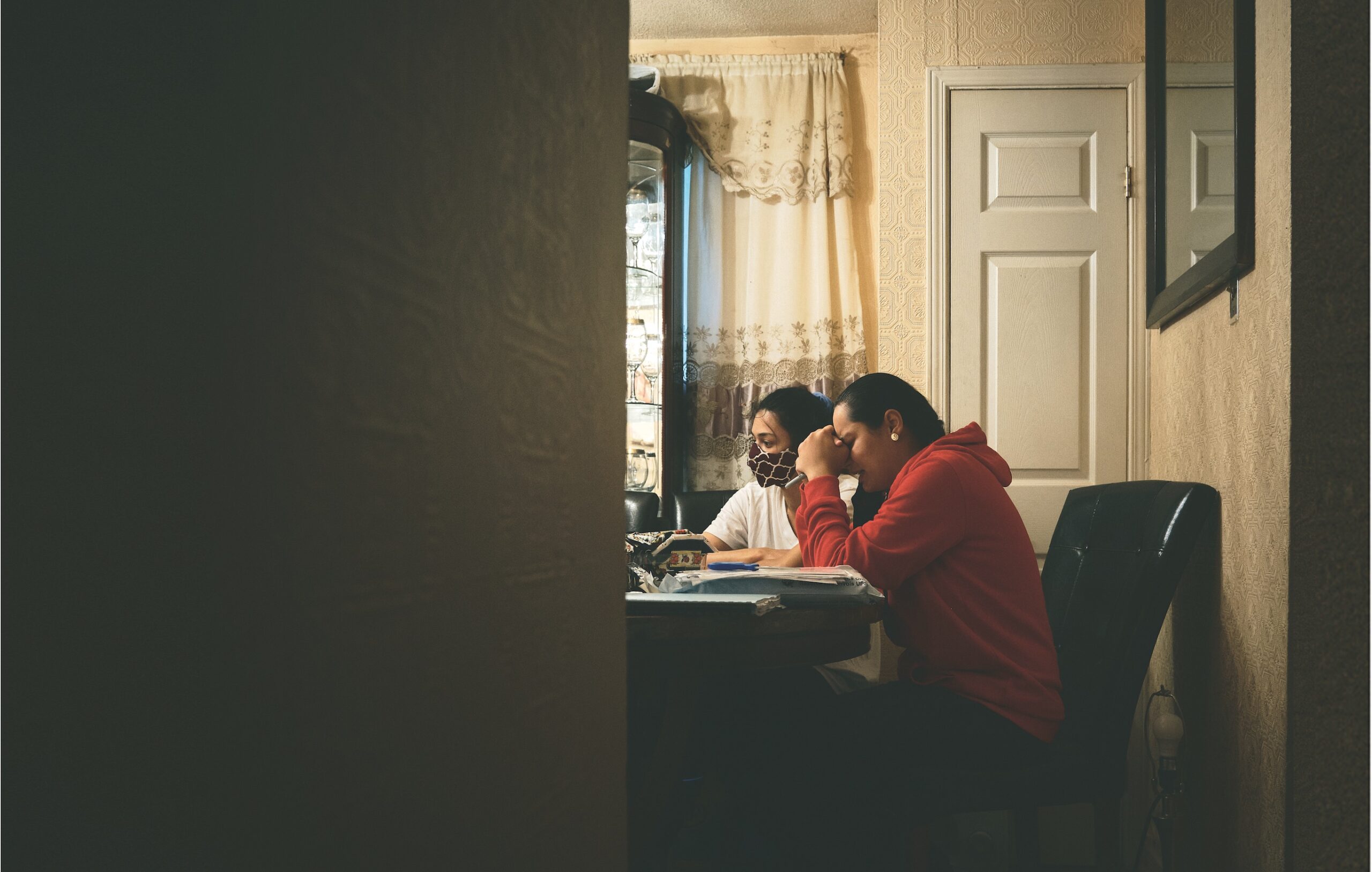 Family sitting at a table