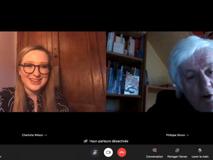 A screenshot on a Google hangout call between 19-year-old Charlotte Wilson and 61-year-old Philippe Simon