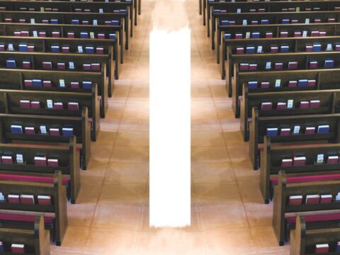 pews in church along aisle