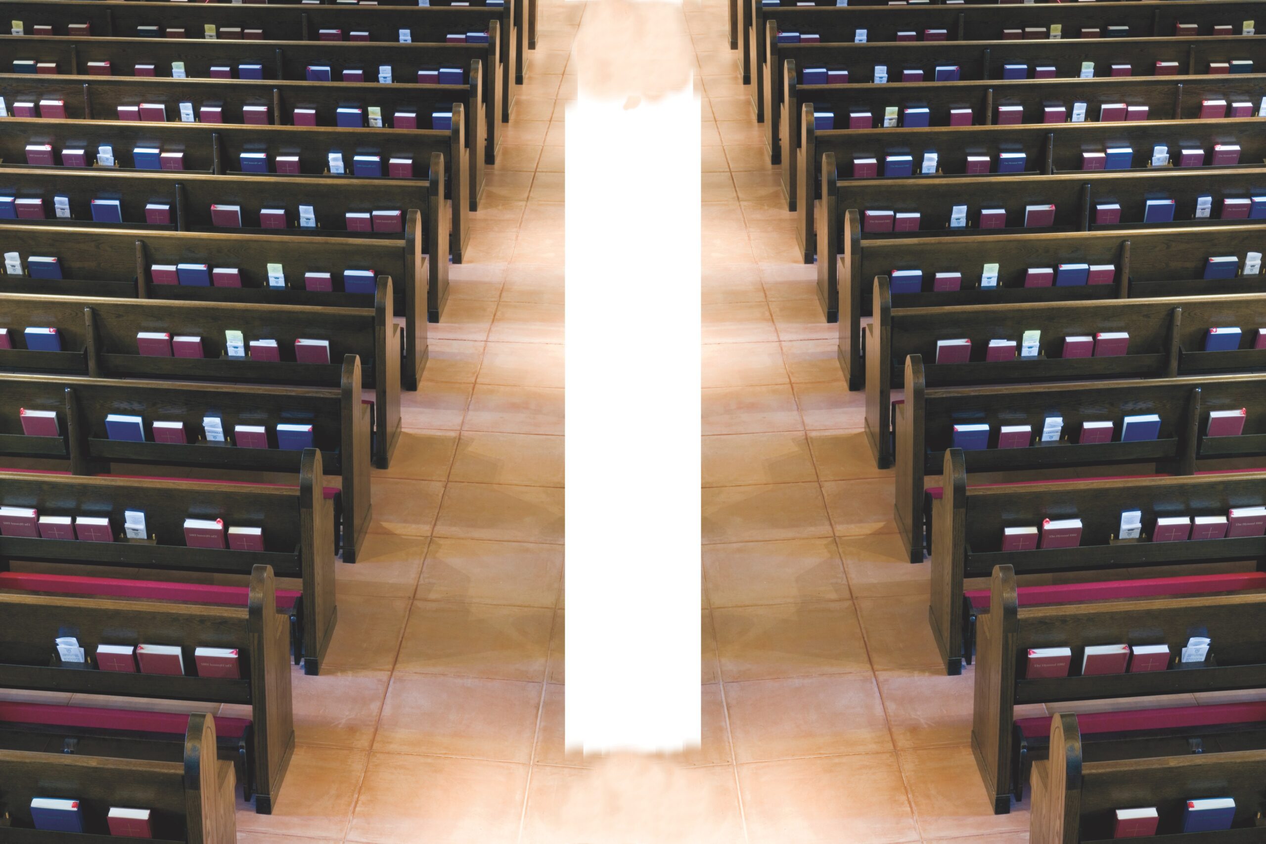 pews in church along aisle