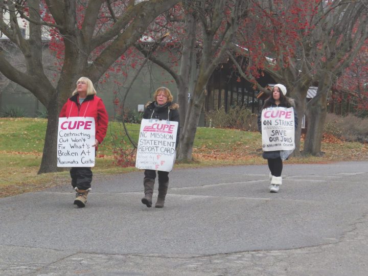 three women on picket line