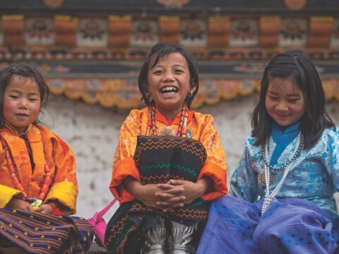 Bhutanese girls smiling