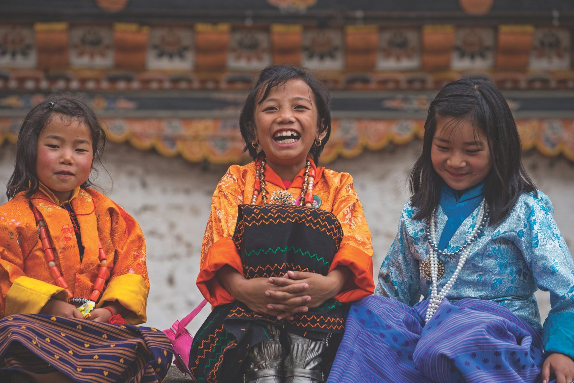 Bhutanese girls smiling