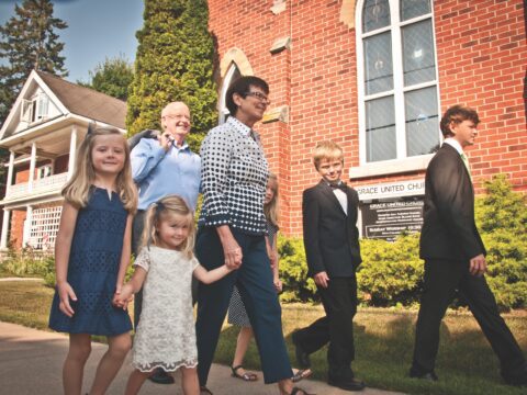 White family walking hand in hand