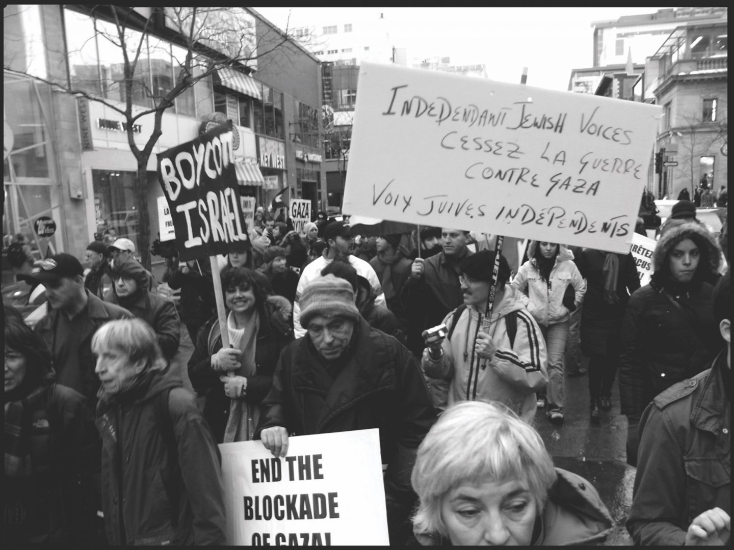 black and white photo of demonstrators