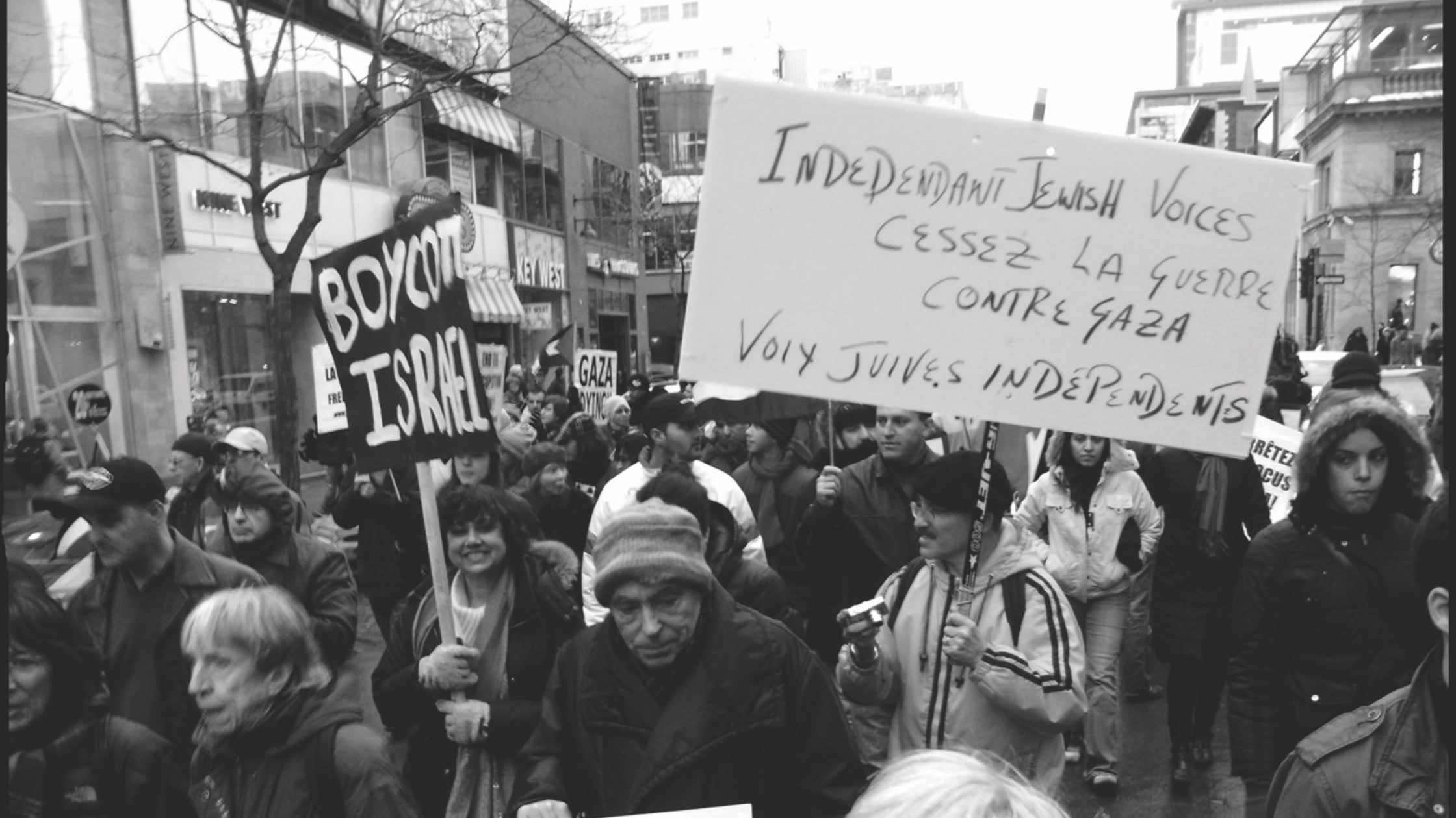 black and white photo of demonstrators