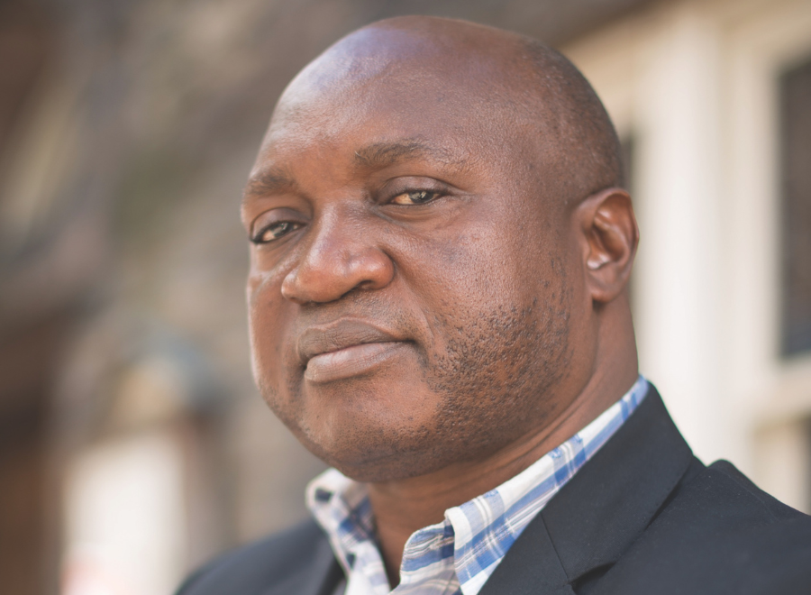Black man looking at camera