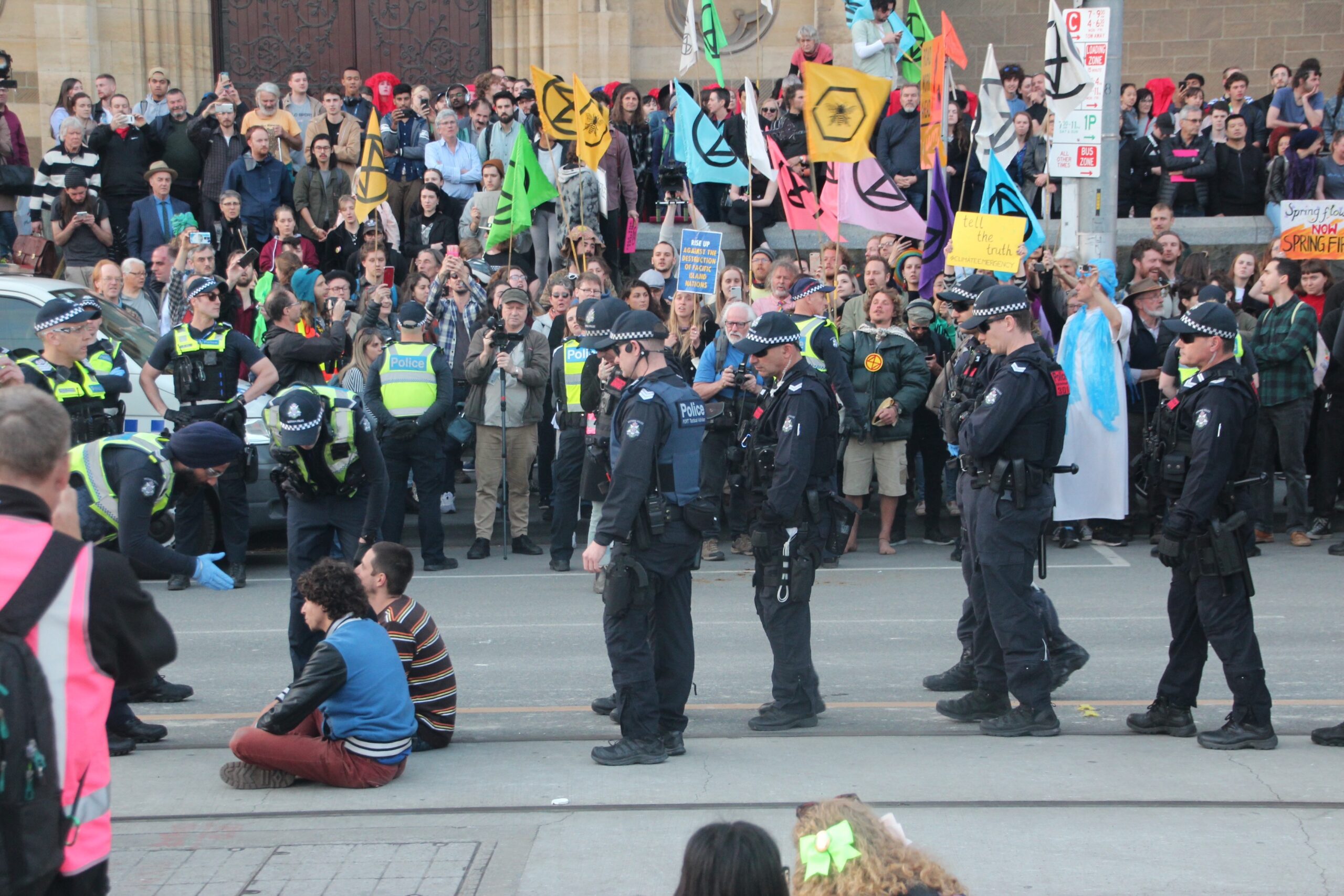 street protest and police