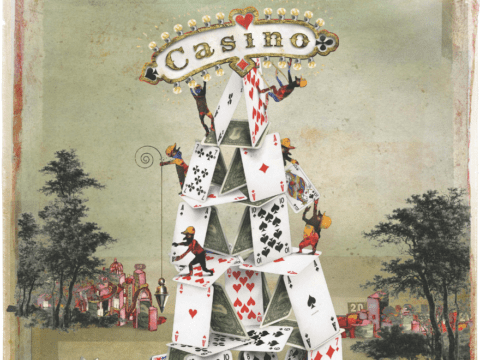 Illustration of stack of cards being built
